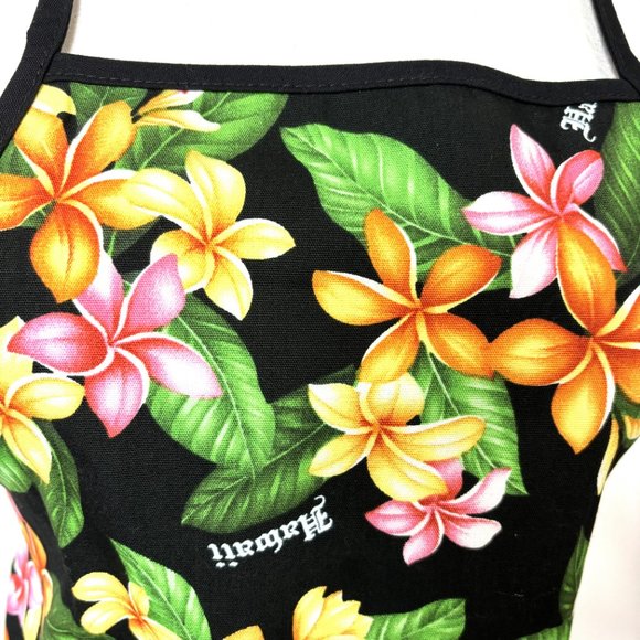 Hawaiian Colorful Flower Floral Bib Kitchen Apron - Picture 6 of 10